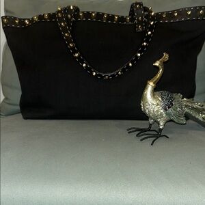 FENDI Sellaria ITALIA ROMA Elegant Black Studded Women's Tote Bag